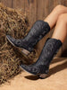 Women's Mid Calf Cowgirl Boots Cowboy Boots Pointed Toe Fashion Slip-On Chunky Heel Embroidery Stitched Western Black Boots For Festival Party Shoes